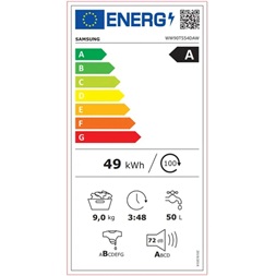 Samsung WW90DG6U25LBU4 fekete, elöltöltős, max.1400ford., 9 kg, mosógép (Újszerű)