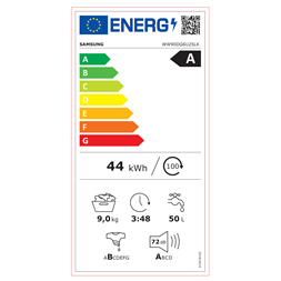 Samsung WW90DG6U25LKU4 fehér, elöltöltős, max.1400ford., 9 kg, mosógép (Újszerű)