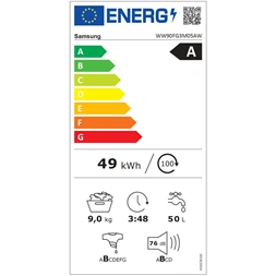 Samsung WW90FG3M05AWLE fehér, elöltöltős, keskeny, max.1400ford., 9 kg, mosógép