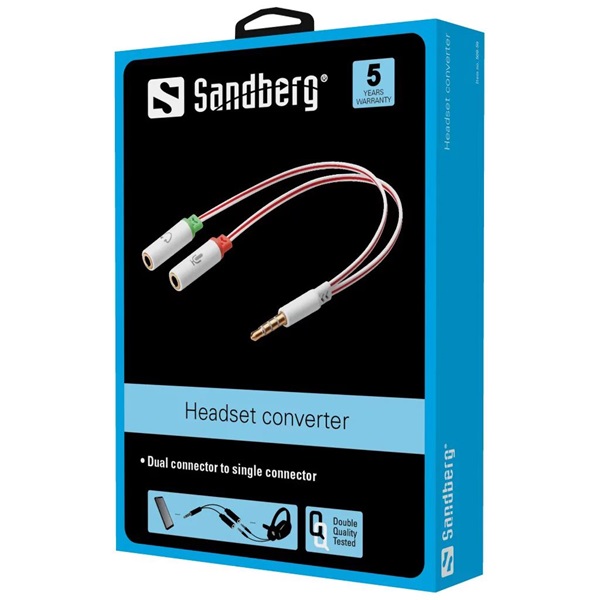 Sandberg 508-59 Audio adapter, Headset converter Dual->Single