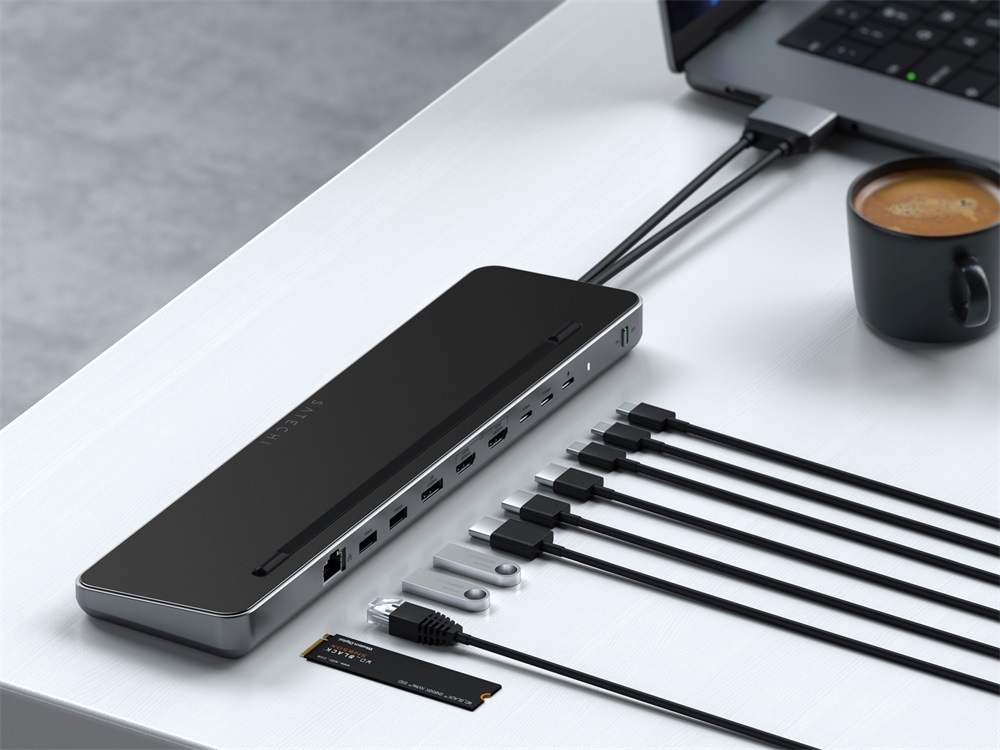 Satechi ST-DDSM Dual Dock Stand NVMe SSD házzal szürke dokkoló