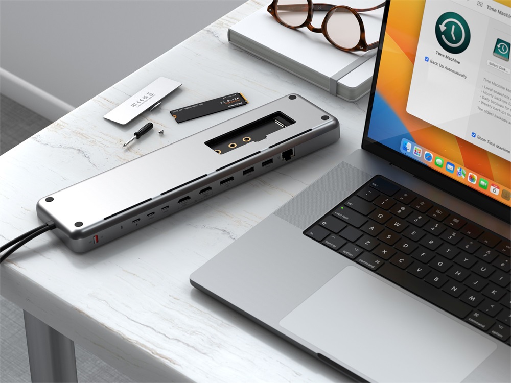 Satechi ST-DDSM Dual Dock Stand NVMe SSD házzal szürke dokkoló