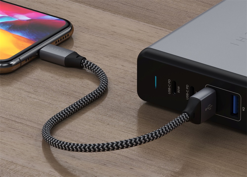 Satechi ST-TAL10M 25cm USB A - Lightning szürke kábel