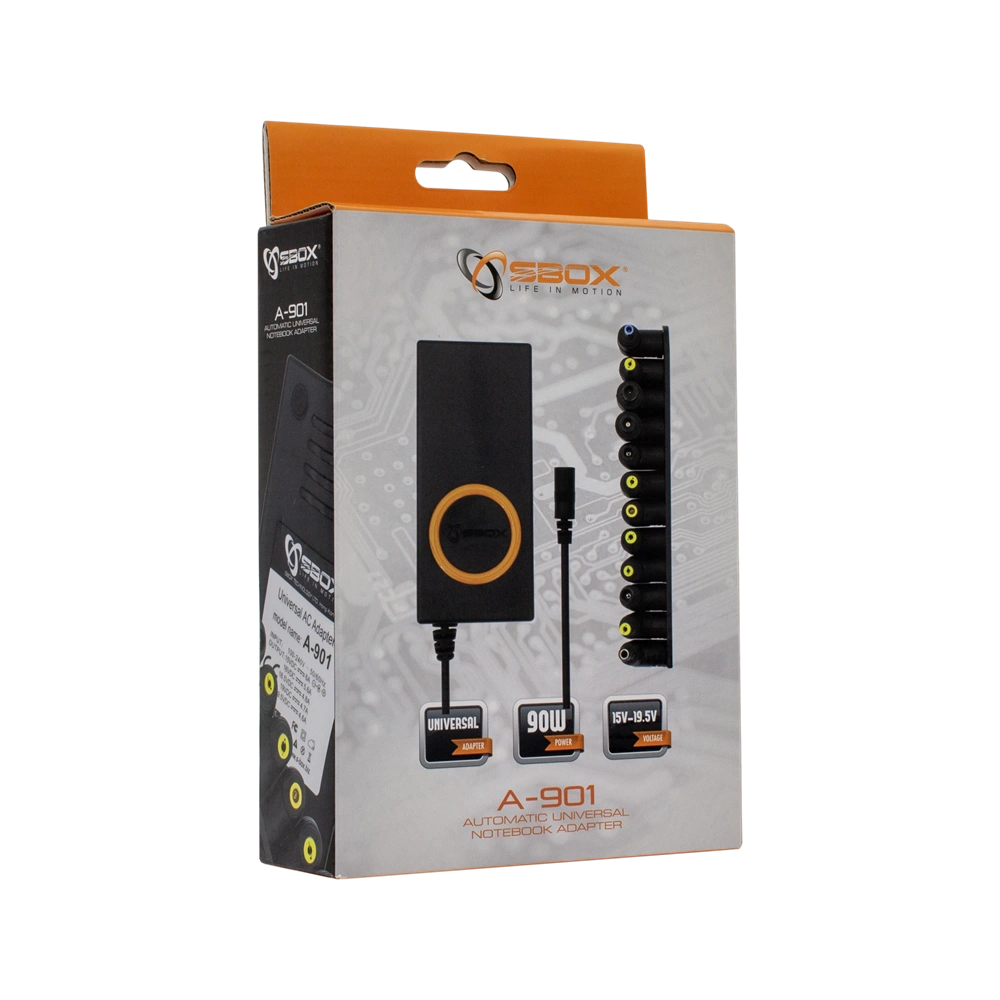 Sbox A-901 90W,12 csatlakozó univerzális automata notebook töltő