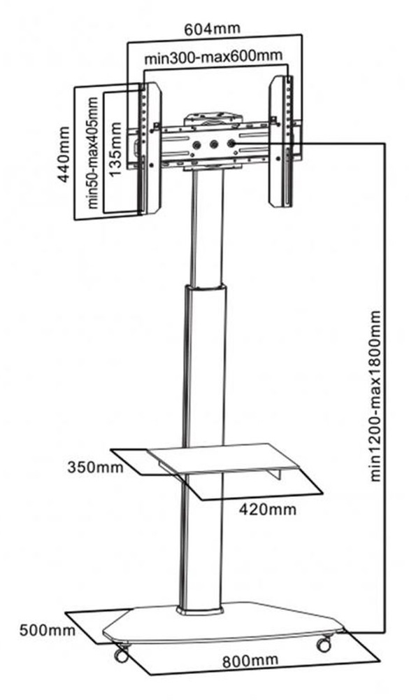Sbox FS-500 37"-70" VESA 600x400 görgős prezentációs állvány
