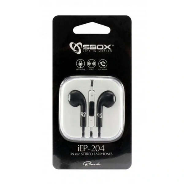 Sbox IEP-204B fekete mikrofonos fülhallgató
