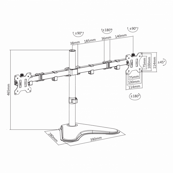 Sbox LCD-F024 13"-32" VESA 100x100 dönthető, forgatható asztali monitor tartó konzol