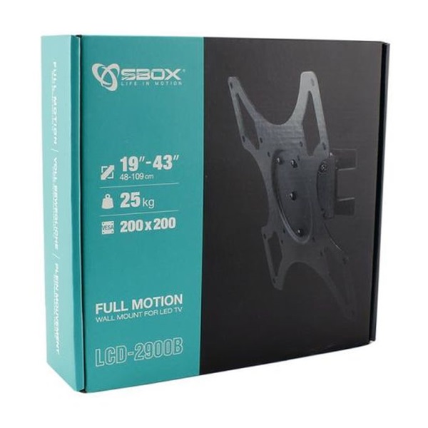 Sbox LCD-2900B 19"-43" VESA 200x200 dönthető, forgatható TV fali konzol