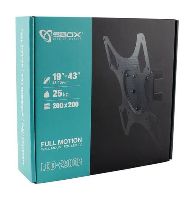 Sbox LCD-2900B 19"-43" VESA 200x200 dönthető, forgatható TV fali konzol