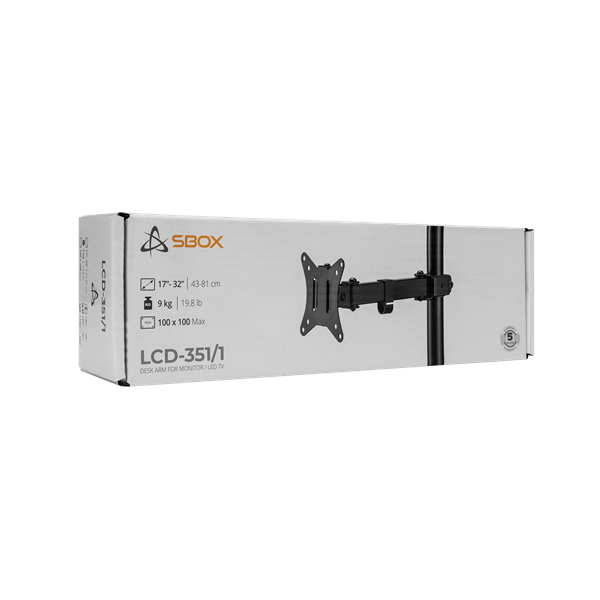 Sbox LCD-351/1-2 17"-32" dönthető, forgatható asztali monitor tartó konzol