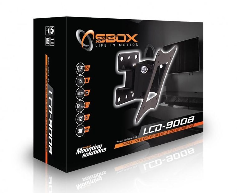 Sbox LCD-900B 13"-30" VESA 100x100 dönthető, forgatható TV fali konzol