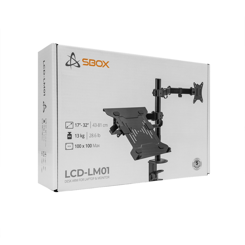Sbox LCD-LM01-2 13"-27" asztali laptop és monitor tartó konzol