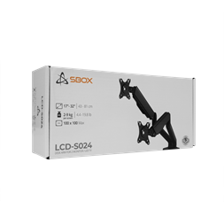 Sbox LCD-S024-2 17"-32" dönthető, forgatható asztali dual monitor tartó konzol