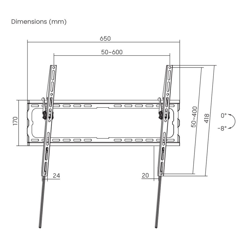 Sbox PLB-3446T-2 37"-80" dönthető fali TV konzol