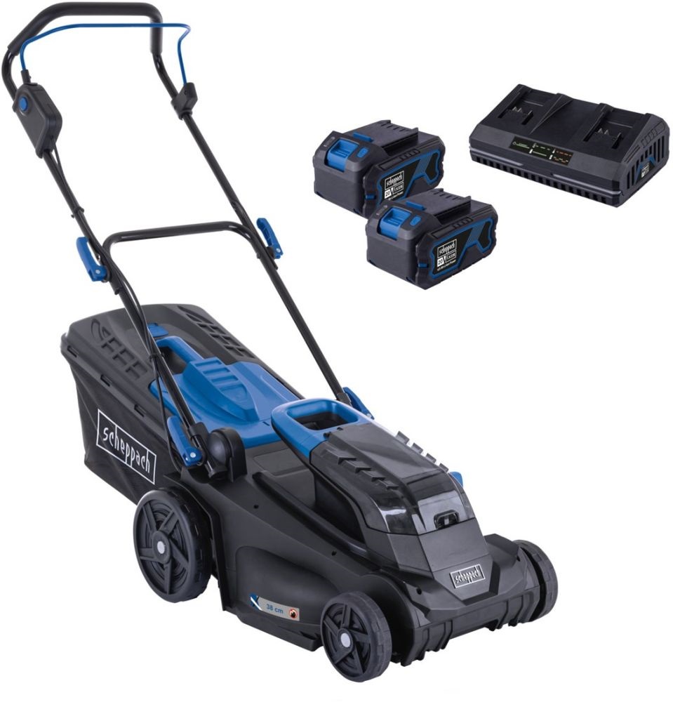 Scheppach BC-MP380-X-SET XL2 indukciós motorral 4 az 1-ben 2x20V (2 db akkuval és töltővel) akkus fűnyíró