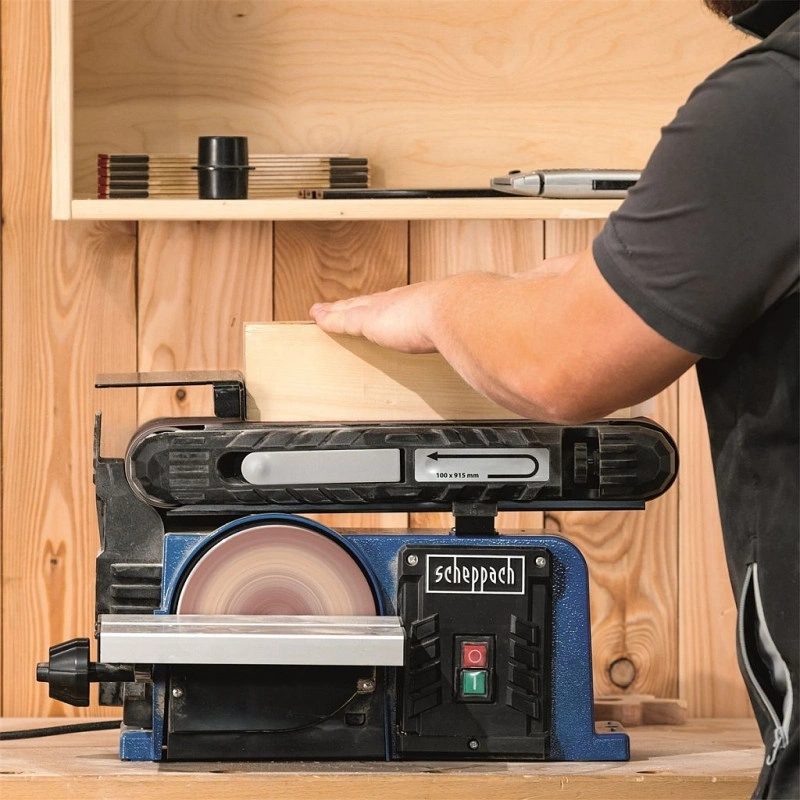 Scheppach BTS 900 - multifunkciós asztali szalag- és homlokcsiszoló