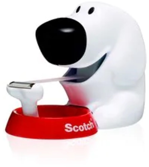Scotch Magic vidám kutya ragasztószalag adagoló + 1tekercs Scotch Magic 19mmx7,5m ragasztószalag