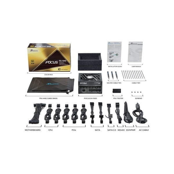 Seasonic Focus GX ATX 3.0 ATX desktop tápegység 1000W 80+ Gold BOX