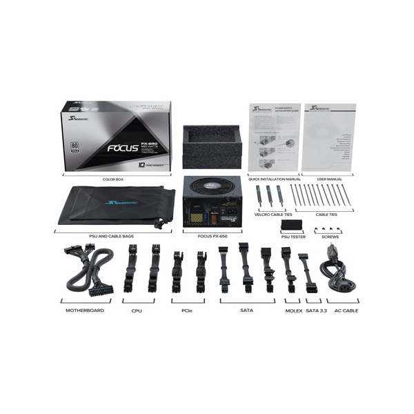 Seasonic Focus PX ATX gaming tápegység 650W 80+ Platinum BOX