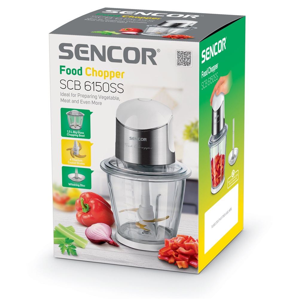 Sencor SCB 6150SS-EUE3 1,5L ezüst-fehér elektromos aprító (Újszerű)