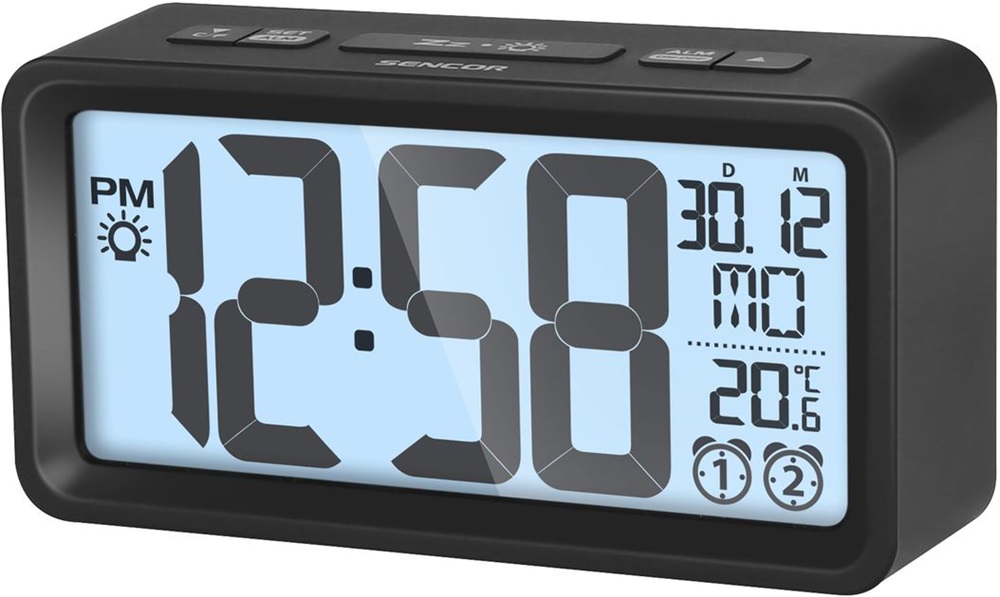 Sencor SDC 2800 B fekete digitális ébresztőóra hőmérővel