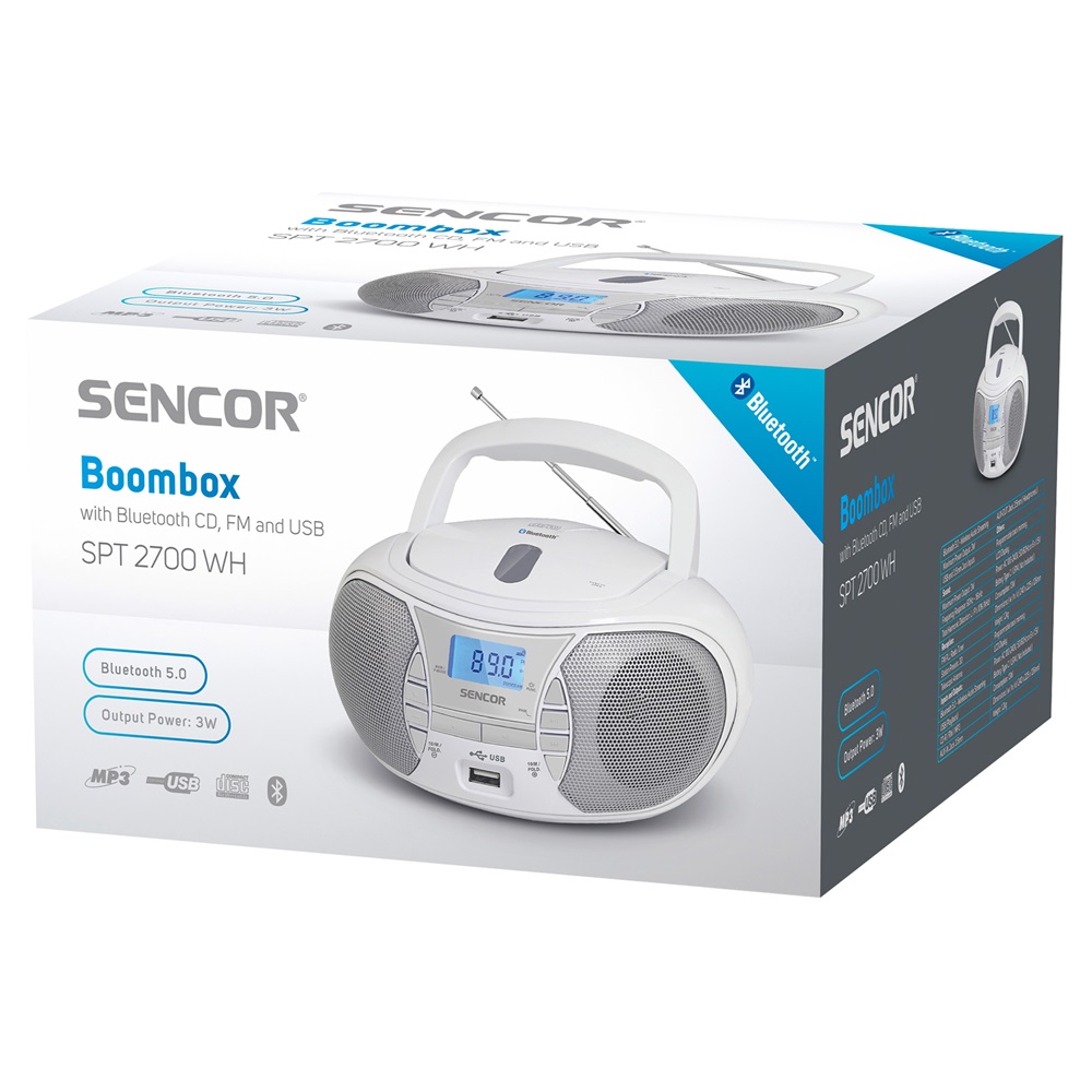Sencor SPT 2700 WH CD/MP3/USB/Bluetooth fehér boombox
