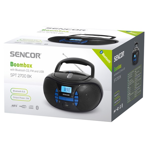 Sencor SPT 2700 BK CD/MP3/USB/Bluetooth fekete boombox