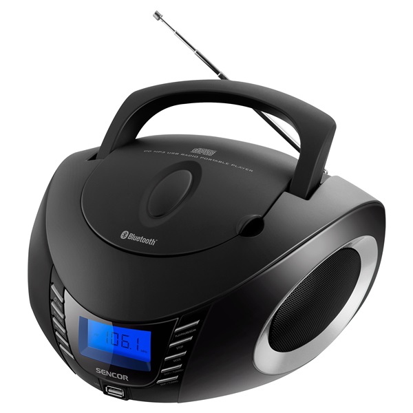 Sencor SPT 3600 BS Bluetooth hordozható fekete-ezüst CD-s rádió