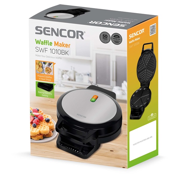 Sencor SWF 1010BK inox-fekete gofrisütő (Újracsomagolt)