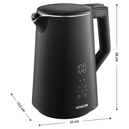 Sencor SWK 0600BK 1,7L-es fekete hőfokszabályzós vízforraló