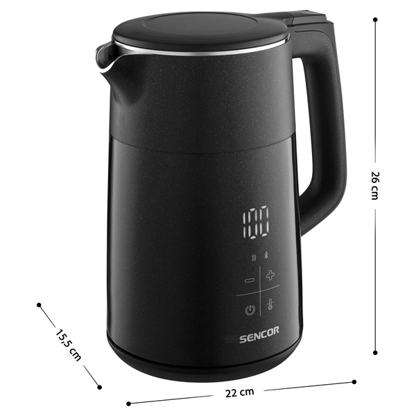 Sencor SWK 0610BK 1,7L-es fekete hőfokszabályzós vízforraló