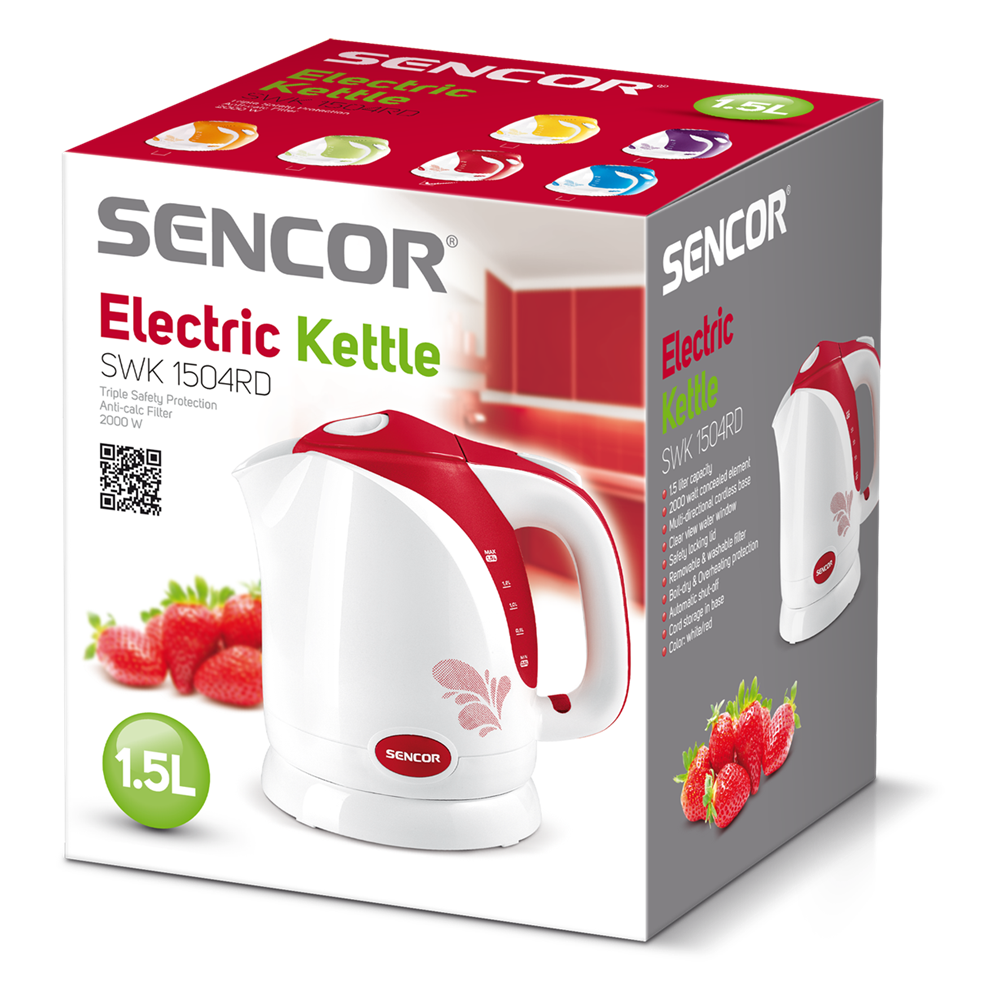 Sencor SWK 1504RD 1,5L-es fehér-piros vízforraló