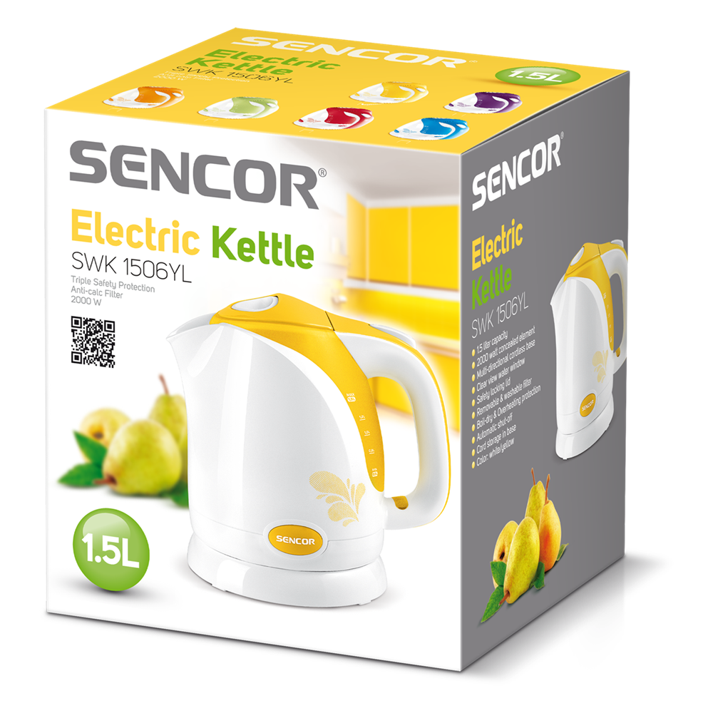 Sencor SWK 1506YL 1,5L-es fehér-sárga vízforraló