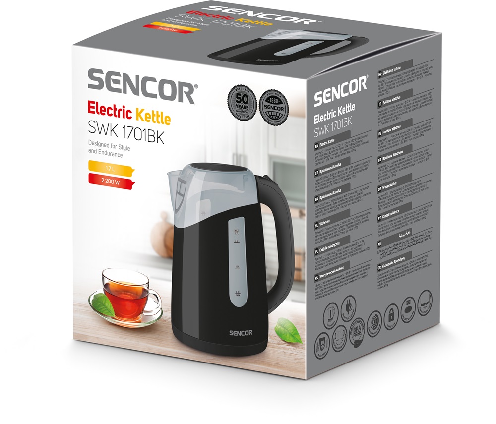 Sencor SWK 1701BK 1,7L-es fekete vízforraló