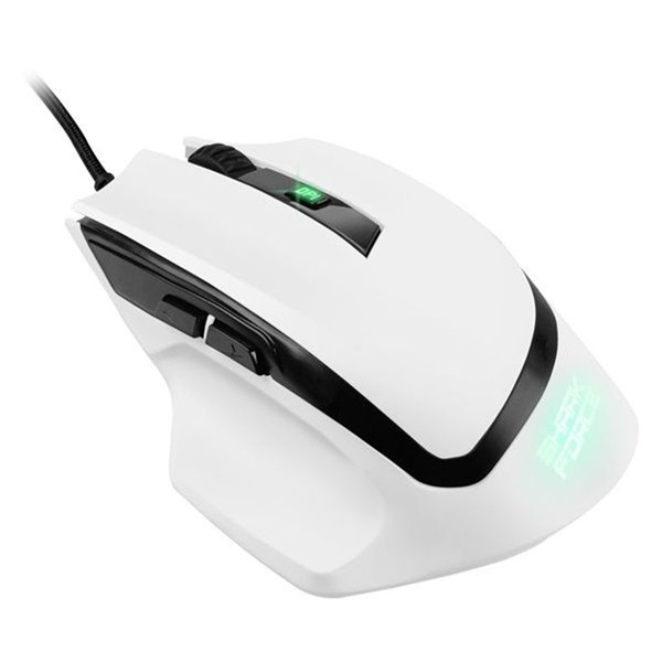 Sharkoon SHARK FORCE II White (optikai; 4200DPI; Pixart PMW3519 chip; harisnyázott kábel) fehér gamer egér