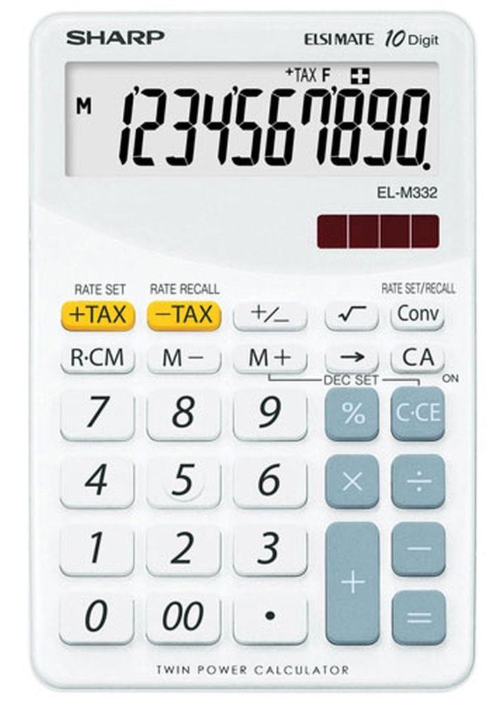 Sharp ELM332BWH napelemes asztali számológép