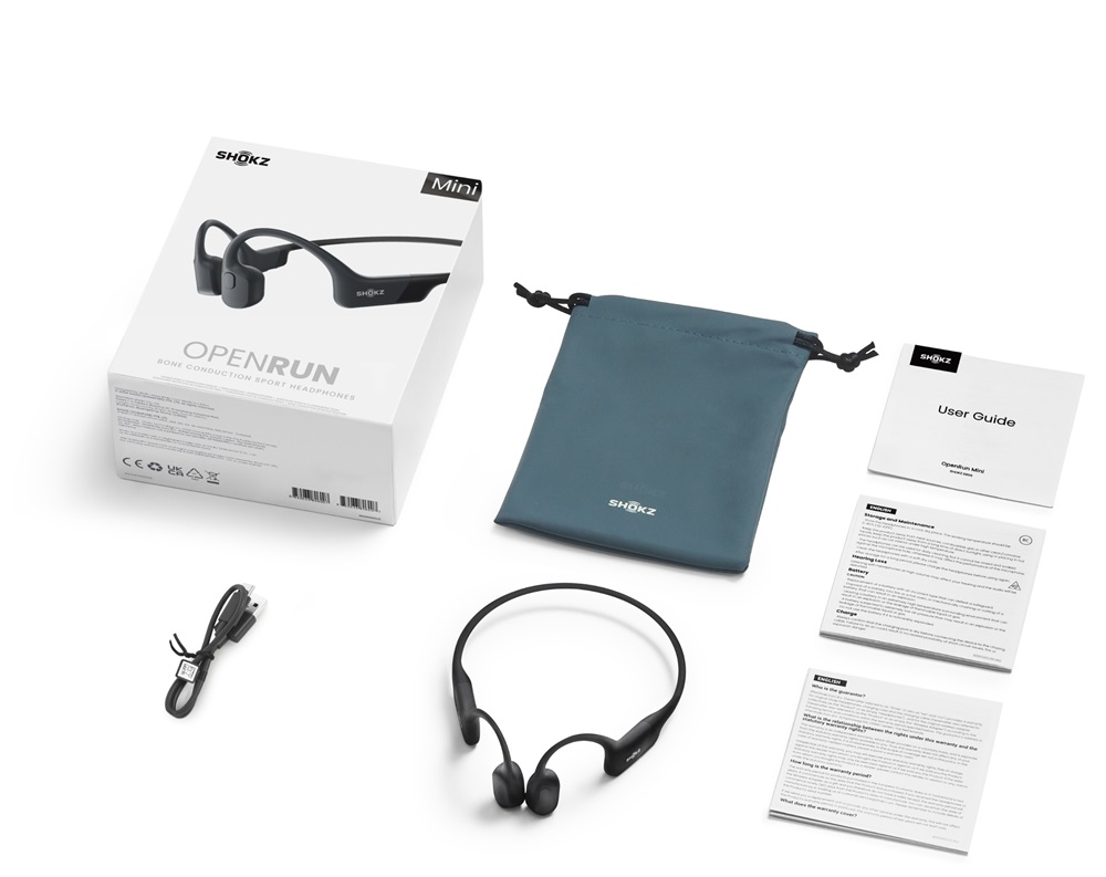 Shokz OpenRun Mini USB-C csontvezetéses Bluetooth fekete Open-Ear sport fejhallgató