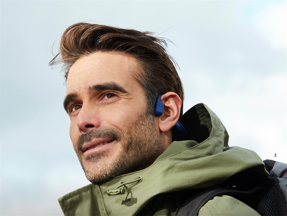 Shokz OpenRun USB-C csontvezetéses Bluetooth kék Open-Ear sport fejhallgató