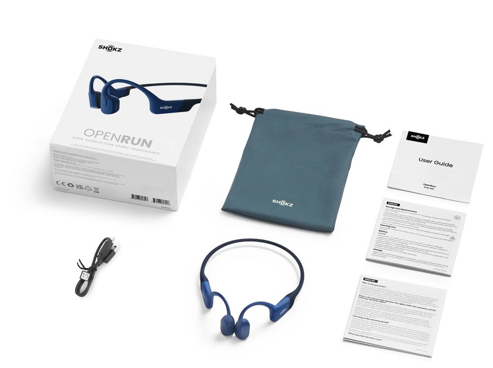 Shokz OpenRun USB-C csontvezetéses Bluetooth kék Open-Ear sport fejhallgató