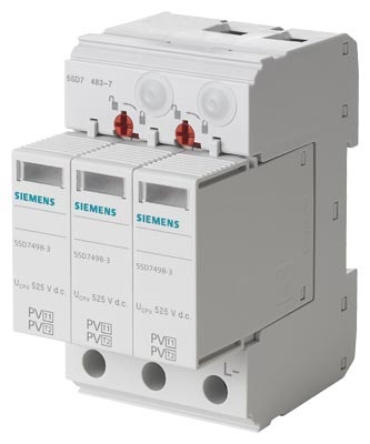 Siemes 5SD7483-6 T1/T2, UC 1050V DC szigetelt és földelt PV rendszerekhez túlfeszültség levezető