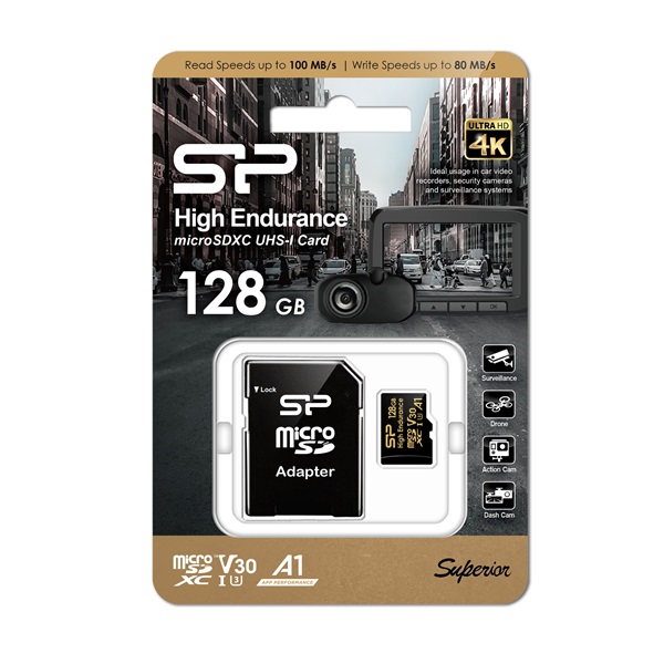 Silicon Power 128GB SD micro High Endurance (SDXC Class 10 UHS-I U1) memória kártya adapterrel