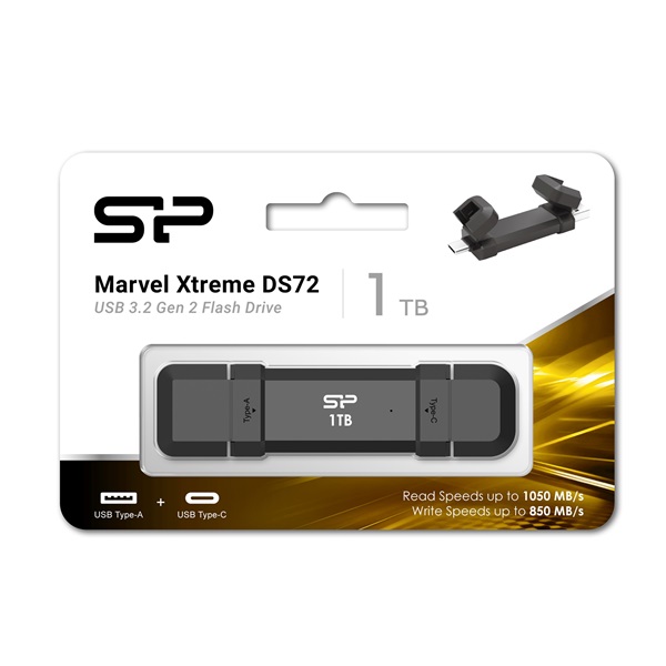 Silicon Power 1TB USB 3.2 Gen2/Type-A/Type-C fekete Marvel Xtreme DS72 Flash Drive