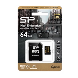Silicon Power 64GB SD micro High Endurance (SDXC Class 10 UHS-I U1) memória kártya adapterrel