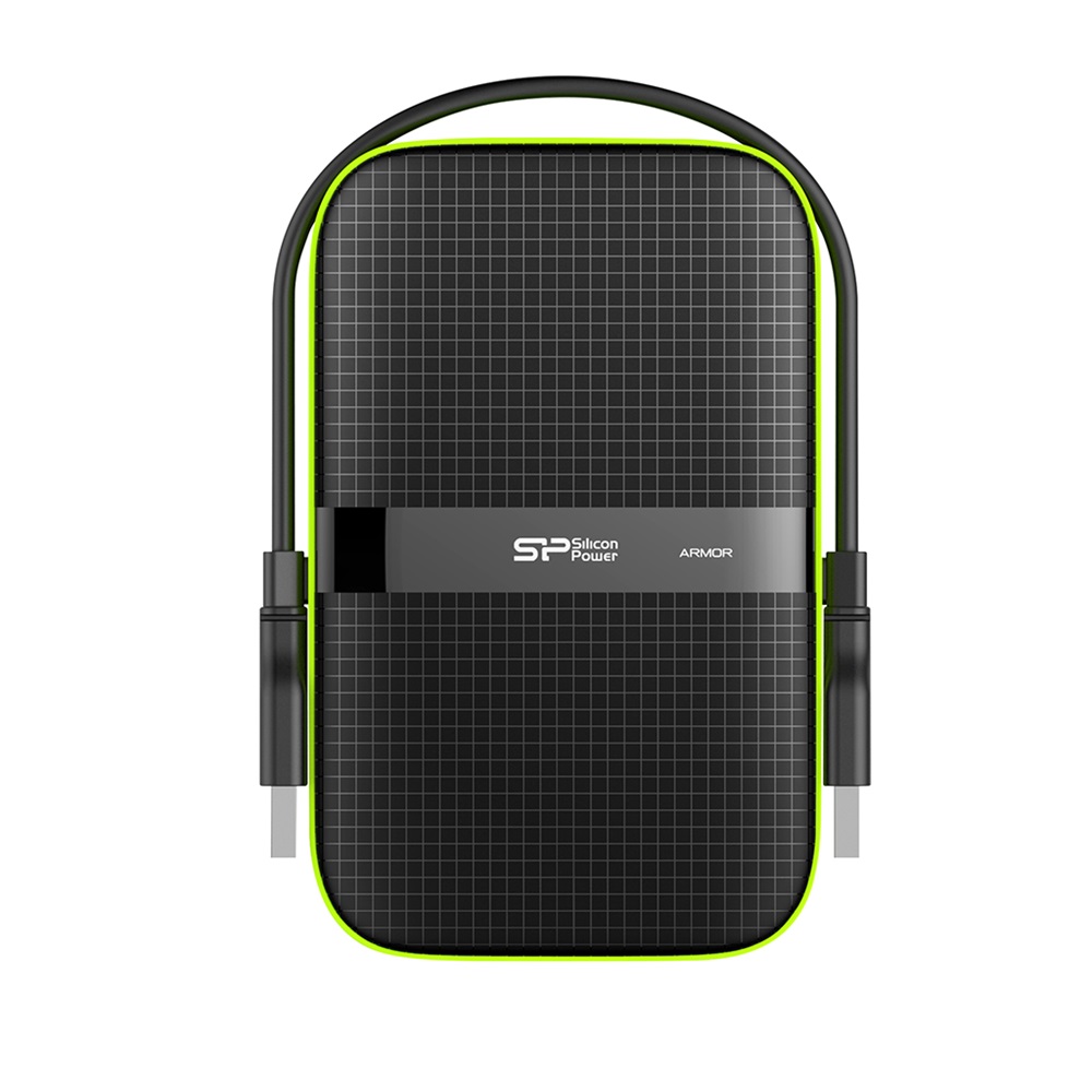 Silicon Power 5TB USB 3.2 Gen1 2,5" Armor A60 (SP050TBPHDA60S3K) fekete-zöld külső winchester