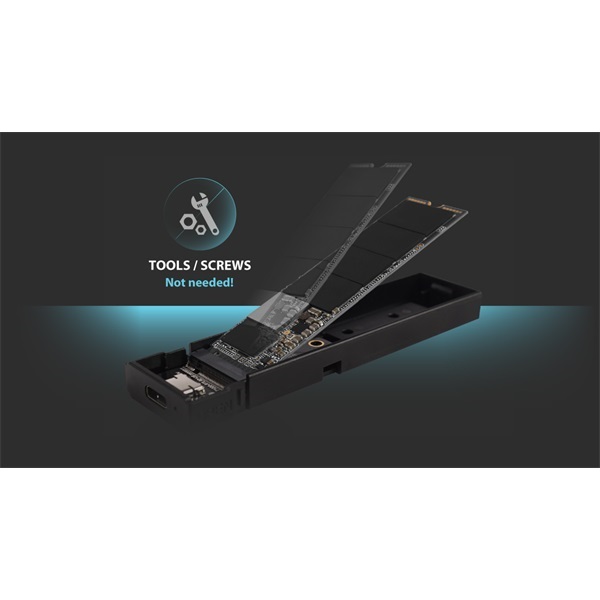 Silicon Power PD60 (M.2 PCIe NVMe SSD/M.2 SATA SSD) Type-C fekete külső SSD ház