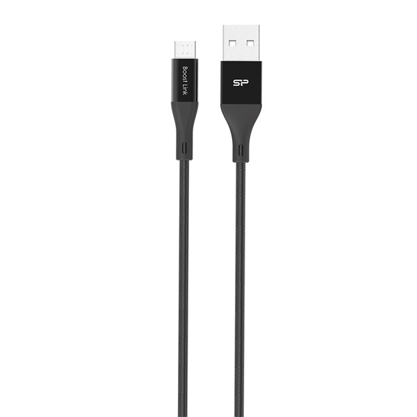 Silicon Power SP1M0ASYLK30AB1K 1m QC 3.0/QC 2.0 USB A/Micro-B fekete adat- és töltőkábel