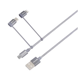 Skross 3IN1CABLE-120-STEEL 1,2m microUSB/Type-C/Lightning adat- és töltőkábel