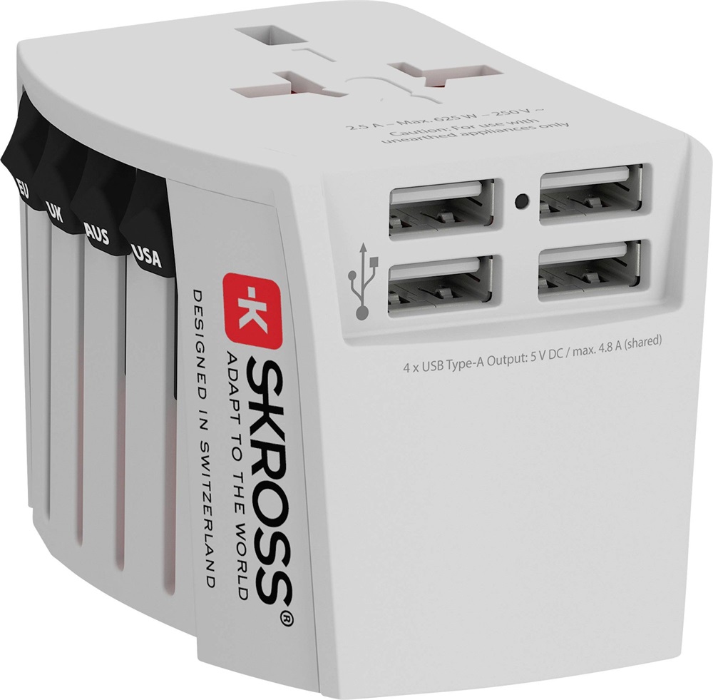 Skross MUVUSB-4XA 4xUSB töltő bemenettel világutazó adapter