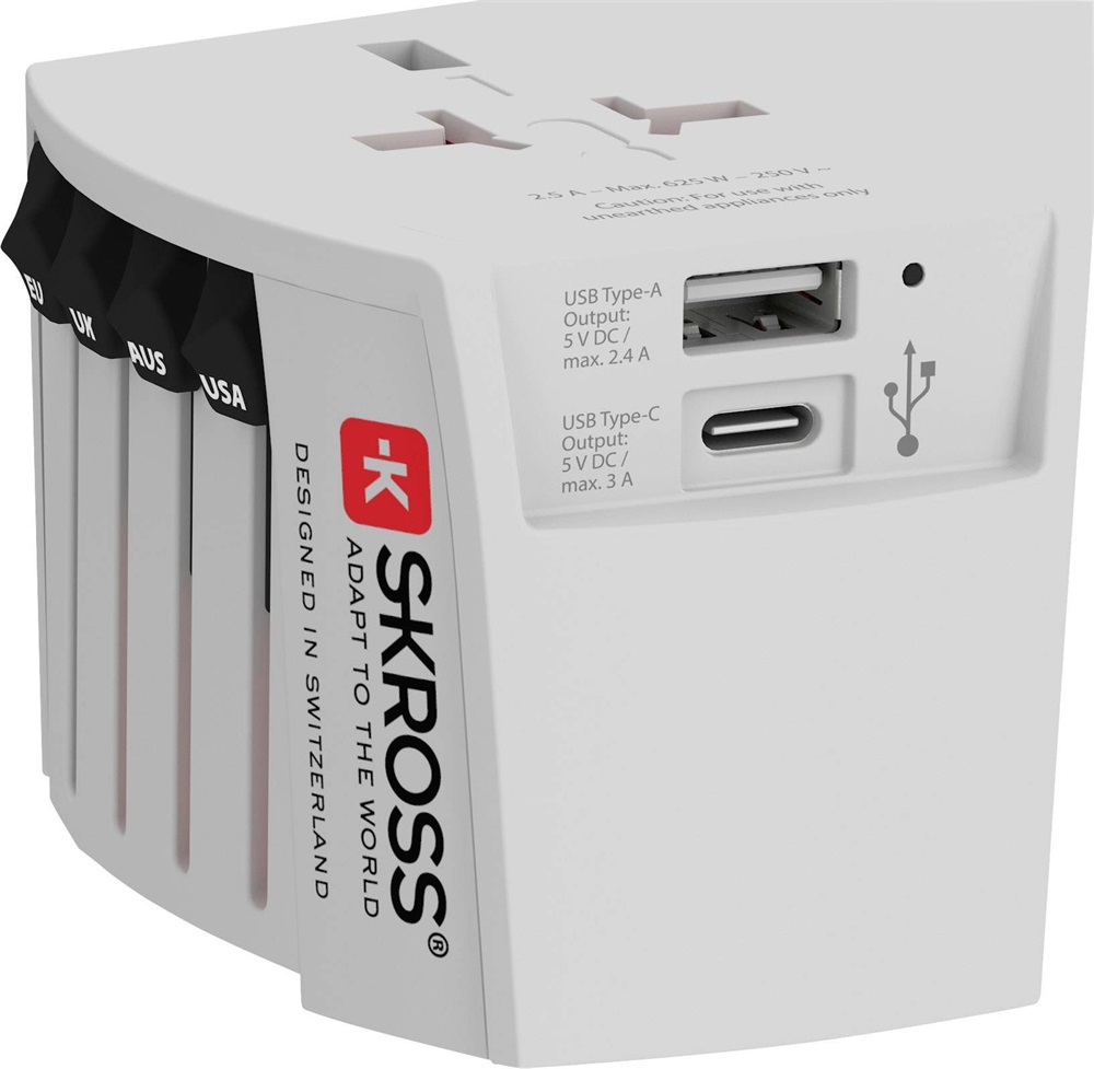 Skross MUVUSB-A-C USB/Type-C töltő bemenettel világutazó adapter