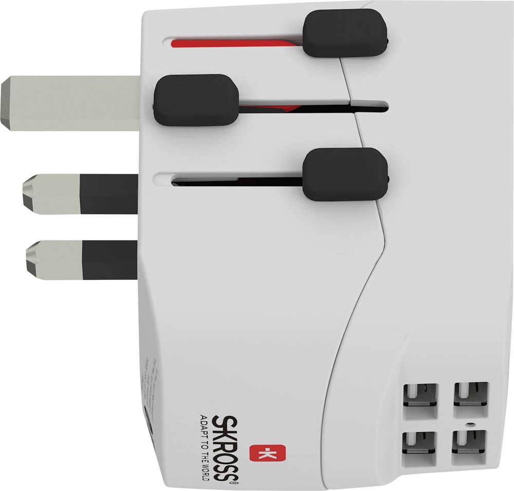 Skross PROLIGHTUSB-4XA 4xUSB töltő bemenettel földelt világutazó adapter